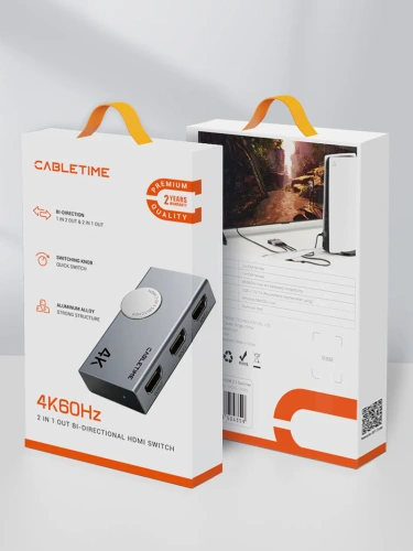 Переключатель CABLETIME CP33G (CT-HS4K-AG) 2-в-1, HDMI 2.0, 4K@60 Гц, космический серый фото 8
