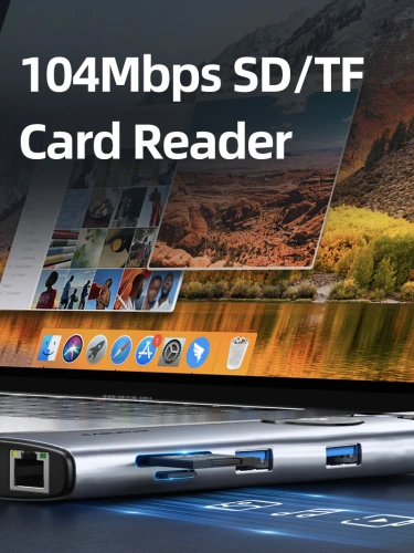 USB-Хаб (концентратор) CABLETIME CB91G (CT-HUBL2-AG) 10-в-1 Multi-адаптер USB-C, 4K, VGA, HDMI, Ethernet - Gray фото 3 USB-Хаб (концентратор) CABLETIME CB91G (CT-HUBL2-AG) 10-в-1 Multi-адаптер USB-C, 4K, VGA, HDMI, Ethernet - Gray фото 3