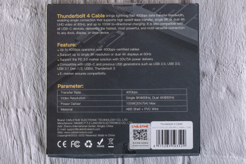 Кабель CABLETIME CT40K (CT-C160-U31-TB4-BB1.8) THUNDERBOLT 4 8K/40G/100W Black фото 5