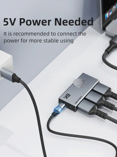 Переключатель CABLETIME CP34G (CT-HS8K2-AG) 2-в-1, 8K60Hz, HDMI 2.1, космический серый фото 6