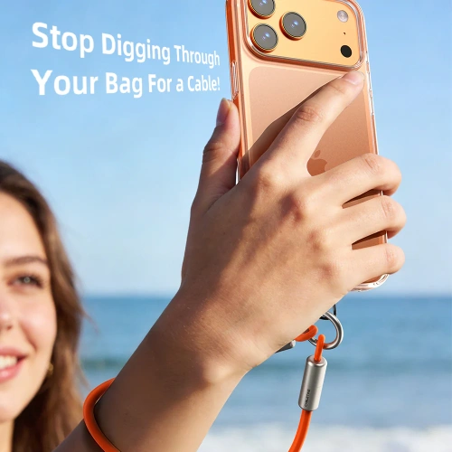 Ремешок на запястье с кабелем CABLETIME CU46G (CT-CL60-ASG) 0.3м USB-C PD60W оранжевый фото 9