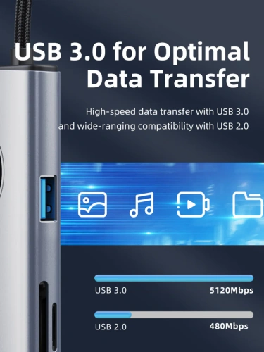 USB-Хаб (концентратор) CABLETIME CB93G (CT-HUBL4-AG) 6-в-1 USB-C Multiport Travel Hub для iPad, Android-планшета, iMac - Gray фото 2 USB-Хаб (концентратор) CABLETIME CB93G (CT-HUBL4-AG) 6-в-1 USB-C Multiport Travel Hub для iPad, Android-планшета, iMac - Gray фото 2