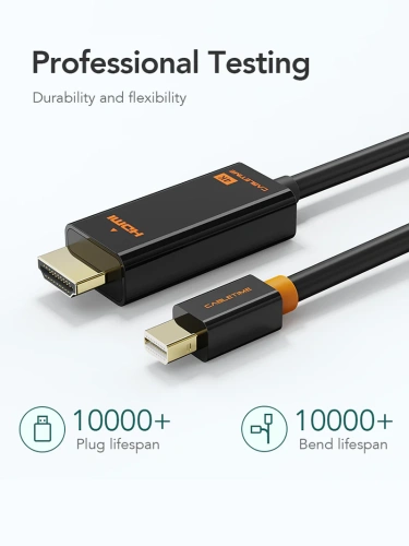 Кабель CABLETIME CD51H (CT-AV588-03G-B1) 1 м, Mini DisplayPort - HDMI, Mini DP Male - HDMI Male, Full HD (1920*1080p)/60 Гц, черный фото 7 Кабель CABLETIME CD51H (CT-AV588-03G-B1) 1 м, Mini DisplayPort - HDMI, Mini DP Male - HDMI Male, Full HD (1920*1080p)/60 Гц, черный фото 7