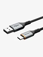 Кабель CABLETIME CA30L (CT-AMCM3A-AG2) 3A USB A TO USB C, нейлоновый, черный
