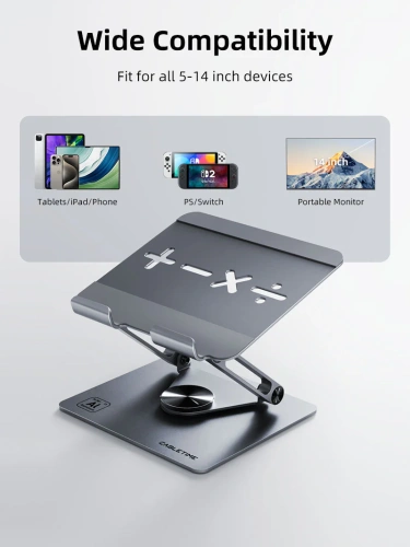 Эргономичная подставка CABLETIME CS23G (CT-PSR04-AG) – устойчивая, с поворотом на 360° для планшета фото 9