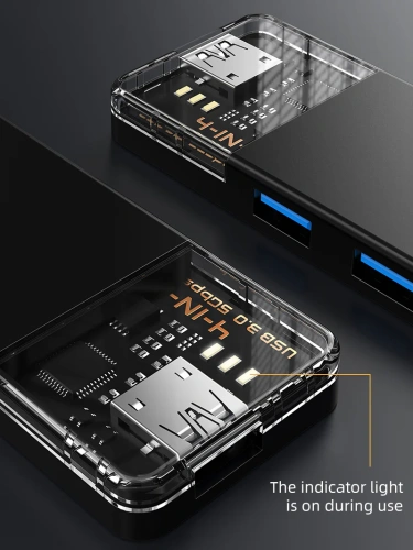 Концентратор CABLETIME CB03B (CT-HUBT3-PB) 4 порта, 5Gbps, 0.15 м, с адаптером USB-C, USB-хаб для ноутбука и ПК фото 4 Концентратор CABLETIME CB03B (CT-HUBT3-PB) 4 порта, 5Gbps, 0.15 м, с адаптером USB-C, USB-хаб для ноутбука и ПК фото 4