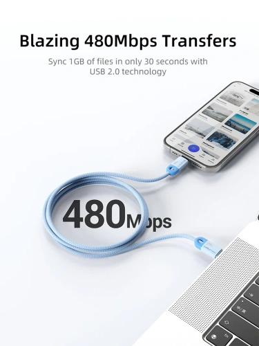 Кабель USB-C CABLETIME CUP0E (CT-CM100-PBL0.5) синий 0,5 м для iPhone 16/16 Plus/16 Pro/16 Pro Max/15 фото 4 Кабель USB-C CABLETIME CUP0E (CT-CM100-PBL0.5) синий 0,5 м для iPhone 16/16 Plus/16 Pro/16 Pro Max/15 фото 4