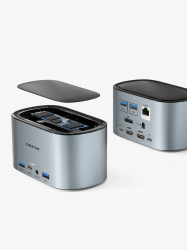 Многопортовая док-станция CABLETIME CB11G (CT-DOCK131-AG2) 13 в 1 USB C, с возможностью подключения трех мониторов и возможностью подачи питания