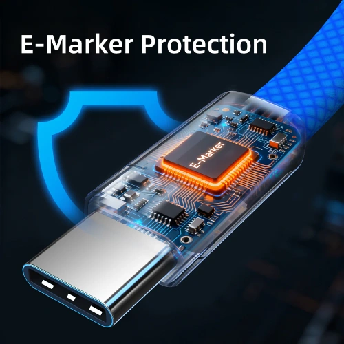 Магнитный плоский кабель CABLETIME CU16H (CT-CM100M-ABW1) 1м USB-C PD100W синий плетеный фото 7