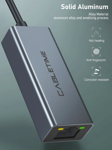 USB-Хаб CABLETIME CB52G (CT-AML100-AG) USB 2,0 до RJ45 Adhernet Adapter Max 100 Мбит / с. фото 7