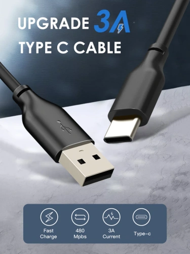 Кабель CABLETIME CA32L (CT-C160-U32(3A)-CMAM1-B2) 2 м, 3A ПВХ USB-A2.0 на USB-C, черный фото 9