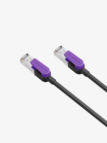 Патч-корд CABLETIME CN80H (CT-CAT8F-PB1) 1 м, FTP Gigabit Ethernet CAT8, фиолетовый+черный