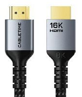 Кабель CABLETIME CH19H (CT-HD16K-AG1) 1 м HDMI 2.2 16K60 Гц, алюминиевый корпус, позолоченный