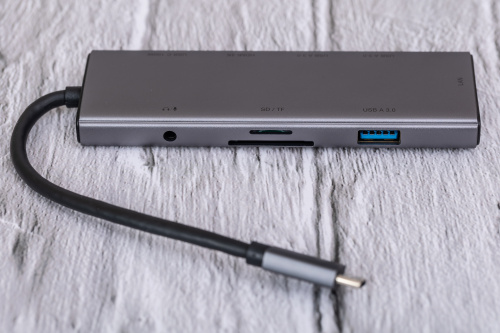 USB концентратор CABLETIME HB03G (CT-HBP3-AG9) 9-в-1 USB-C HUB с 4K60Гц HDMI, Ethernet, Audio Jack и зарядкой  - Gray фото 5