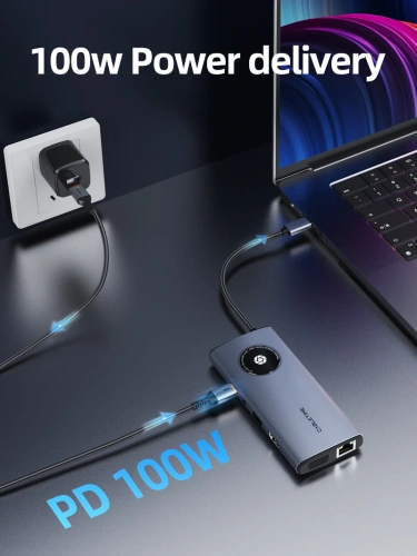 USB-Хаб (концентратор) CABLETIME CB91G (CT-HUBL2-AG) 10-в-1 Multi-адаптер USB-C, 4K, VGA, HDMI, Ethernet - Gray фото 5 USB-Хаб (концентратор) CABLETIME CB91G (CT-HUBL2-AG) 10-в-1 Multi-адаптер USB-C, 4K, VGA, HDMI, Ethernet - Gray фото 5