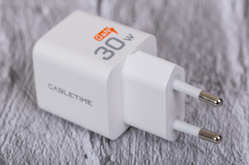 Зарядное устройство CABLETIME GA30W (CT-GAN30-PW) GaN PD3.0 30 Вт, белый фото 2