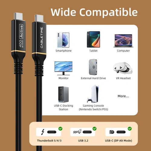 Кабель CABLETIME CU43N (CT-AUSB4-AB3) 3м USB4 40 Гбит/с черный фото 8