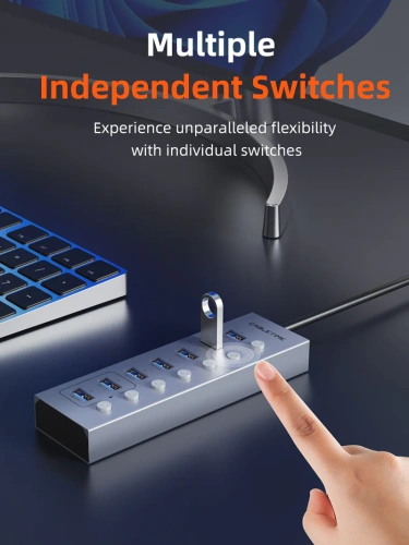 USB-Хаб CABLETIME CB47G (CT-HUBU7-AG) 7-в-1 USB-A на USB 3.0 фото 6