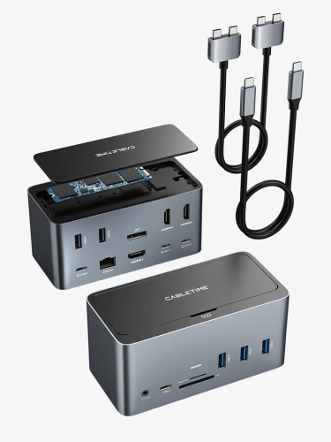 Многопортовая док-станция CABLETIME CB12G (CT-DOCK162-AG) 16-В-2 USB-C (2 × USB-C хост) фото 8