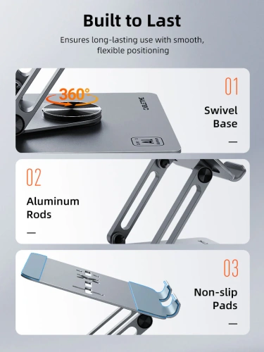 Эргономичная подставка CABLETIME CS23G (CT-PSR04-AG) – устойчивая, с поворотом на 360° для планшета фото 8