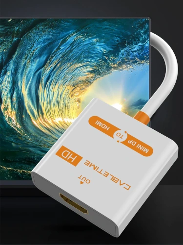 Адаптер CABLETIME CP27B (CT-AV589-02G(4K)-W0.2) Mini DisplayPort - HDMI, 4K/30 Гц, белая ПВХ-оболочка фото 2