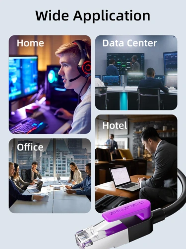 Патч-корд CABLETIME CN80H (CT-CAT8F-PB1) 1 м, FTP Gigabit Ethernet CAT8, фиолетовый+черный фото 8