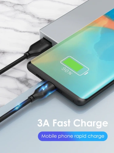 Кабель CABLETIME CA32L (CT-C160-U32(3A)-CMAM1-B2) 2 м, 3A ПВХ USB-A2.0 на USB-C, черный фото 3