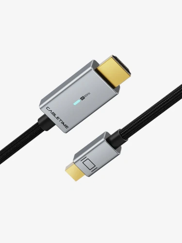 Кабель CABLETIME CD45K (CT-AV588-P03G4K60-SG1.8) TIME Mini DisplayPort - HDMI, Mini DP Male - HDMI Male, Ultra HD 4K/60 Гц, со светодиодом