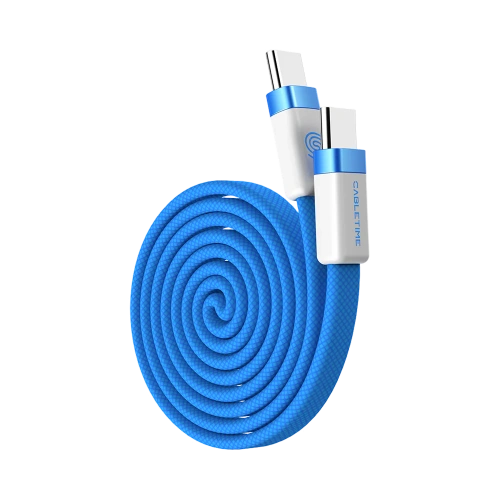 Магнитный плоский кабель CABLETIME CU16H (CT-CM100M-ABW1) 1м USB-C PD100W синий плетеный фото 2