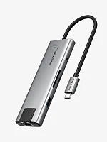 USB концентратор CABLETIME HB03G (CT-HBP3-AG9) 9-в-1 USB-C HUB с 4K60Гц HDMI, Ethernet, Audio Jack и зарядкой  - Gray