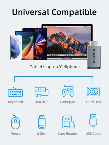 Адаптер CABLETIME CP76G (CT-C160-PU33-CMAF(OTG)-AS) USB-C Male to USB3.0 Female OTG. Алюминий фото 6 Адаптер CABLETIME CP76G (CT-C160-PU33-CMAF(OTG)-AS) USB-C Male to USB3.0 Female OTG. Алюминий фото 6