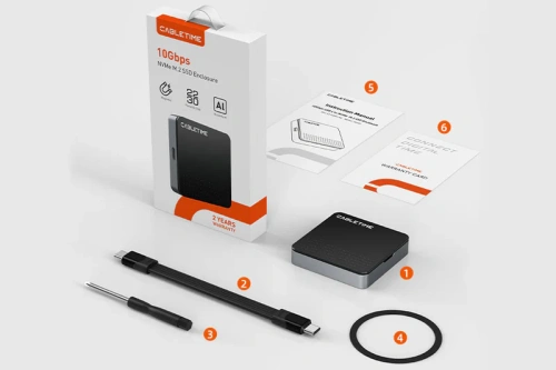 Корпус SSD-накопителя USB CABLETIME CB33G (CT-SSD04-AG) C-NVMe M.2 10 Гбит/с фото 10