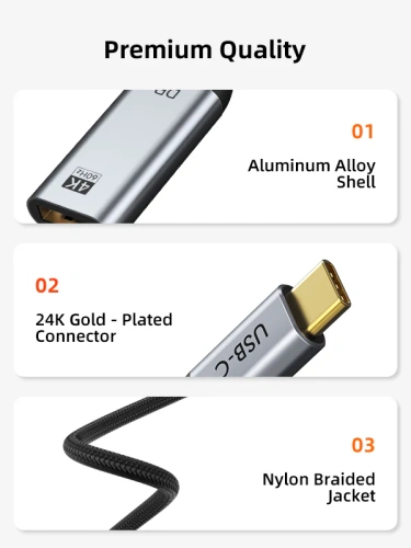 Кабель-адаптер CABLETIME CP13A (CT-C160-PU31-CMDP1-S0.15) 0.15 м, USB Type-C - DisplayPort, 4K/60 Гц, коаксиальный, нейлоновый фото 4