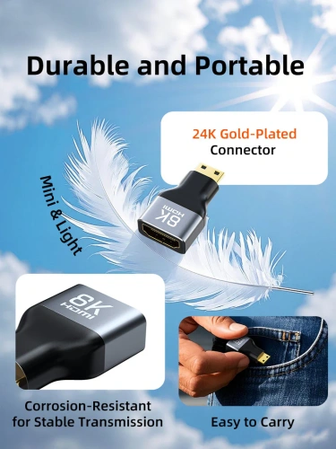 Адаптер CABLETIME CP45G (CT-CHF8K-AG) 8K Mini HDMI/HDMI «папа-мама» - алюминий + корпус из ПВХ фото 7
