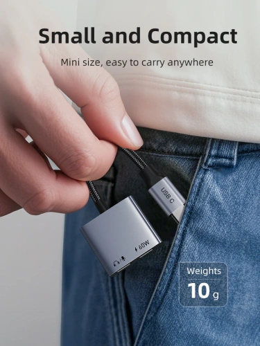 Адаптер CABLETIME CPA2G (CT-CMCC-AG) USB C на USB C Audio+USB C PD 60 Вт фото 8