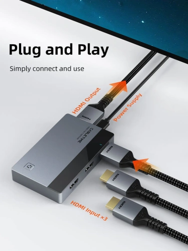 Переключатель CABLETIME CP35G (CT-HS4K3-AG) 3-в-1, HDMI 2.1, 4K@60 Гц, космический серый фото 7