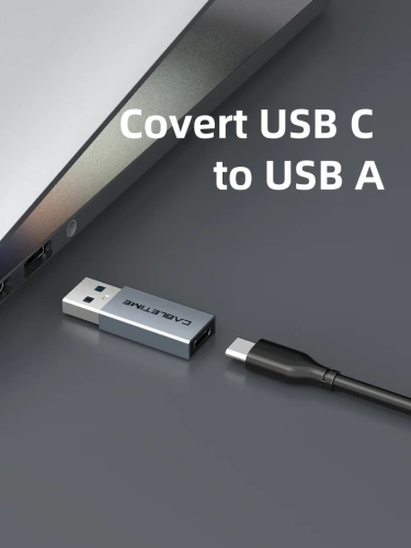 Адаптер CABLETIME CP77G (CT-C160-PU33-CFAM(OTG)-AS) USB3.0 A Male to USB-C Female OTG. Алюминий фото 2