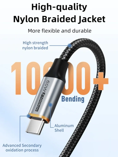 Кабель CABLETIME CA60E (CT-AMCMG2-AG0.5) USB3.1 AM-CM, зарядка 10 Гбит/с/3 А фото 4