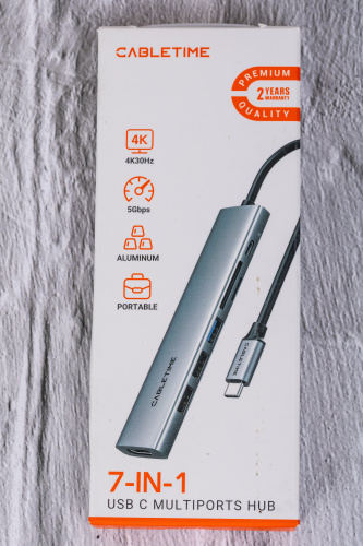 USB концентратор CABLETIME HB02G (CT-HBP2-AG7) ECO 7-в-1, 4K@30Hz, 5Gbps, USB-C HUB - Gray фото 14
