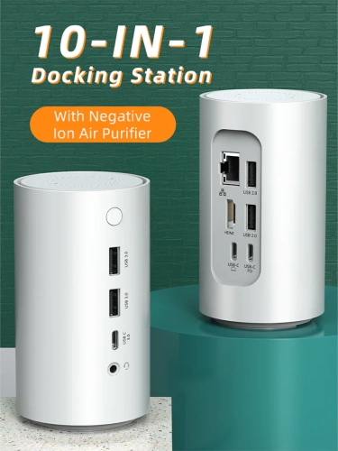 Настольная док-станция CABLETIME CB10B (CT-DOCK91-PW) white для очистки воздуха с 9-в-1 USB анионами фото 8
