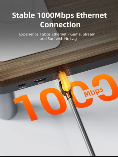 Подставка CABLETIME CSM1G (CT-MRH01-AG) с концентратором 9-в-1 фото 8