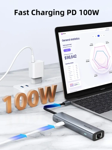 USB-Хаб CABLETIME CB23G (CT-HUBP7-AG) слим 7-в-1 USB C Hub для MacBook Pro фото 4