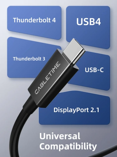 Кабель CABLETIME CT50G (CT-TB5-PB0.8) Thunderbolt 5 0,8 м | 240 Вт, 120 Гбит /с, 8 Кбит/с, серцифирован Intel фото 7