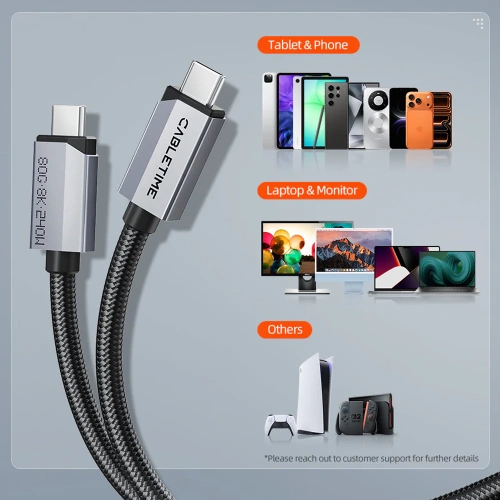 Кабель CABLETIME CU47H (CT-USB4V2-AG1) 1м USB4 V2.0 80G черный плетеный фото 8