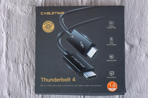 Кабель CABLETIME CT40K (CT-C160-U31-TB4-BB1.8) THUNDERBOLT 4 8K/40G/100W Black фото 4