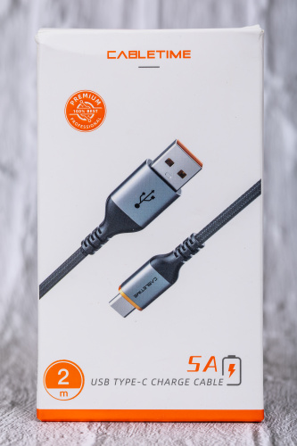 Кабель CABLETIME CA50H (CT-AMCM5A-AG1) 5A USB A до USB C, нейлоновый, черный фото 3