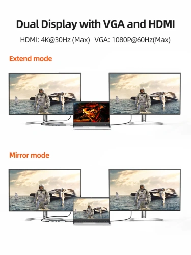 USB-Хаб (концентратор) CABLETIME CB91G (CT-HUBL2-AG) 10-в-1 Multi-адаптер USB-C, 4K, VGA, HDMI, Ethernet - Gray фото 8 USB-Хаб (концентратор) CABLETIME CB91G (CT-HUBL2-AG) 10-в-1 Multi-адаптер USB-C, 4K, VGA, HDMI, Ethernet - Gray фото 8