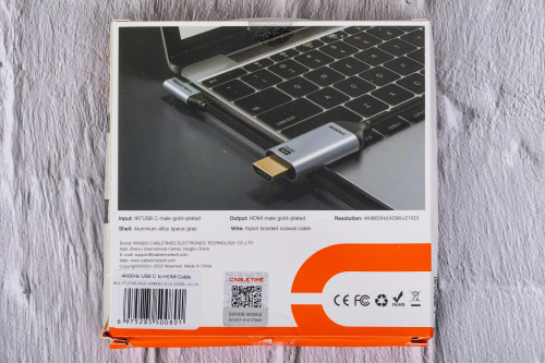 Кабель CABLETIME CC11K (CT-C160-PU31-CMRHD1-S1.8) USB TYPE C - HDMI 90° 4K/60 Гц фото 7