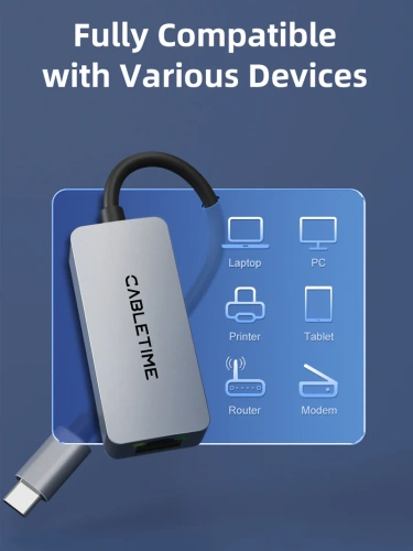 USB-Хаб CABLETIME CB57G (CT-CML2500-AG) – USB 3.0 Type-C, 2.5G RJ45 для ноутбуков фото 7