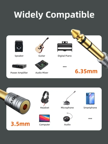 Аудиоадаптер CABLETIME CPA3G (CT-6M3F-AG) 6,3 мм на 3,5 мм фото 3 Аудиоадаптер CABLETIME CPA3G (CT-6M3F-AG) 6,3 мм на 3,5 мм фото 3